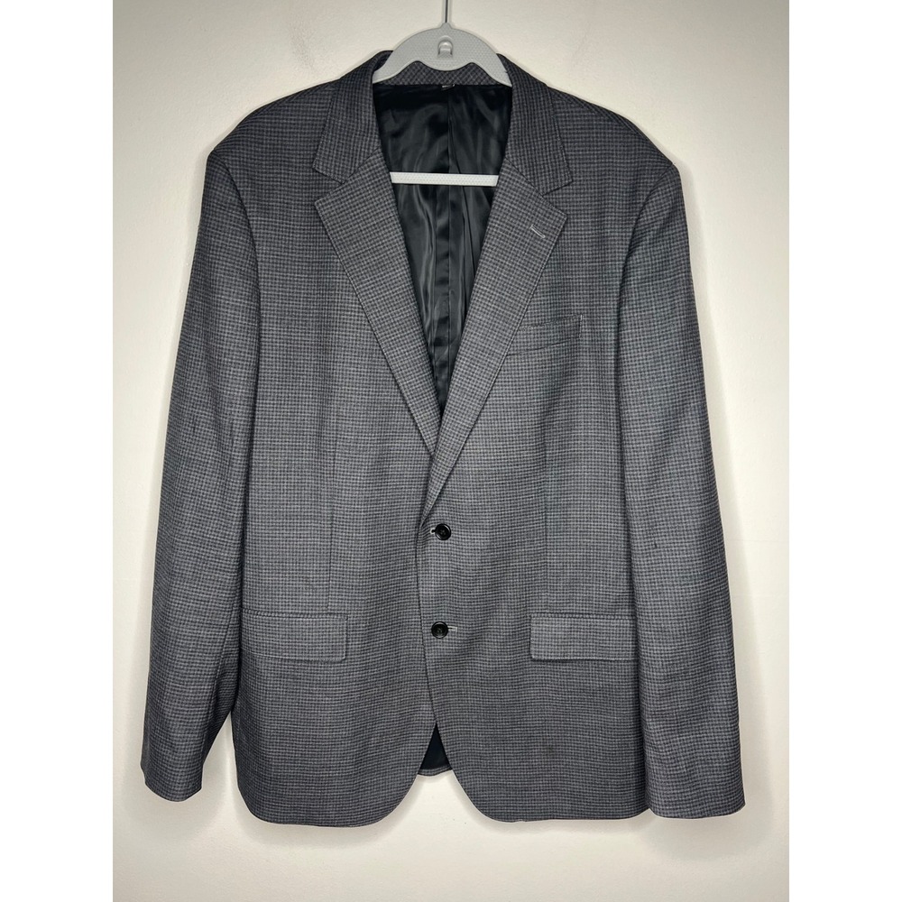 Bonobos Wool Blazer Men's 44L Gray Micro Check Standard Fit Sport Coat Jacket